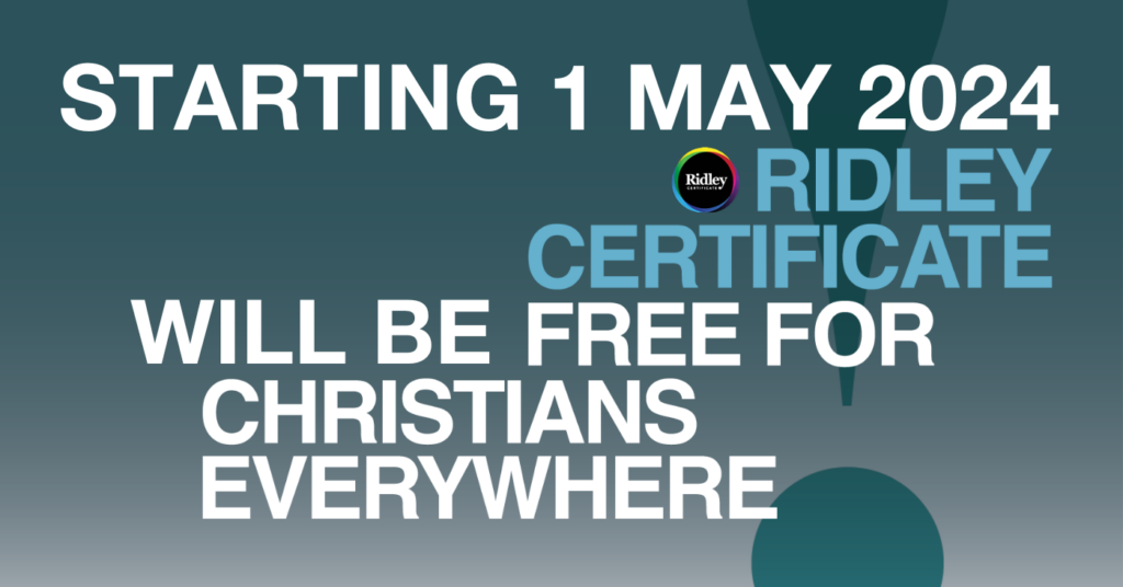 Free Ridley Certificate from 1 May 2024